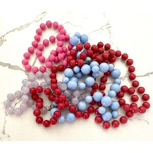 Vintage Bead Necklace Lot Pink Red Blue Lucite Retro Mid Century Jewelry Estate